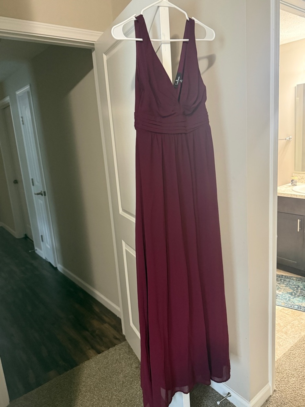 Lulu's Burgundy Deep V Maxi Dress